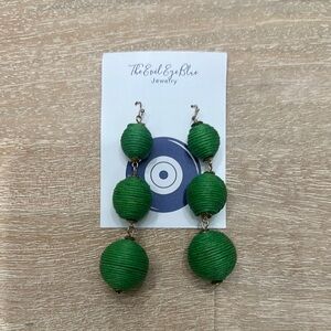Green Beaded Drop Earrings NWT